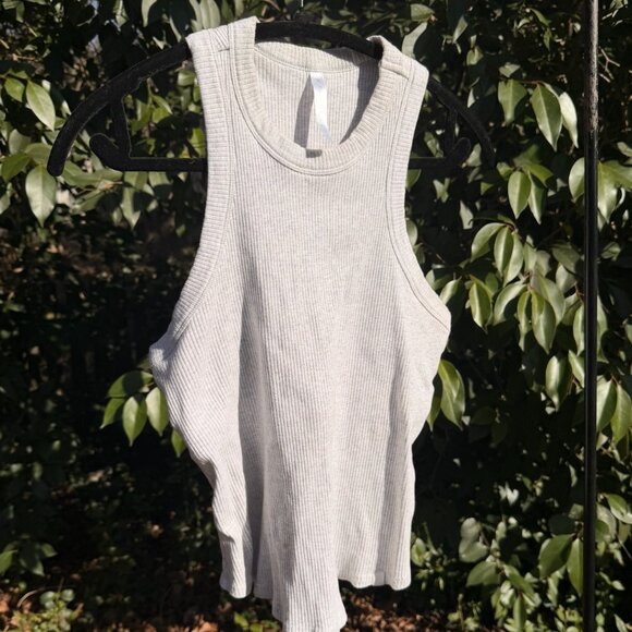 Fabletics Ribbed Racerback Tank – Light Gray - Picture 4 of 5